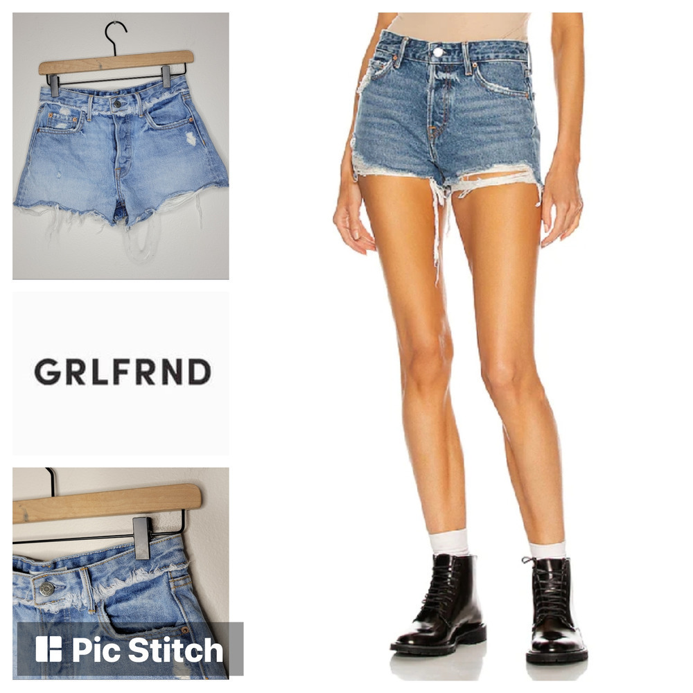 GRLFRND Helena Button Front Destressed‎ Shorts Size 24